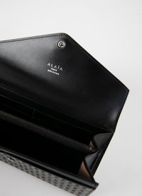 Openwork flap wallet in leather - Black intense