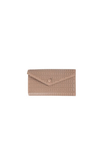 Openwork flap wallet in leather - Sand