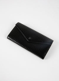 Openwork flap wallet in leather - Black intense