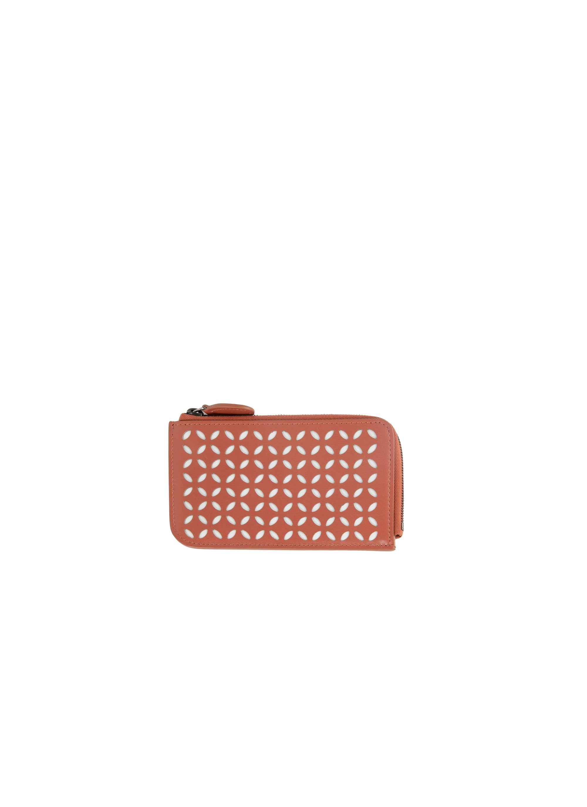 Leather Petals card holder - Coral & White