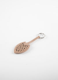 Openwork key ring with leather mirror - Sand