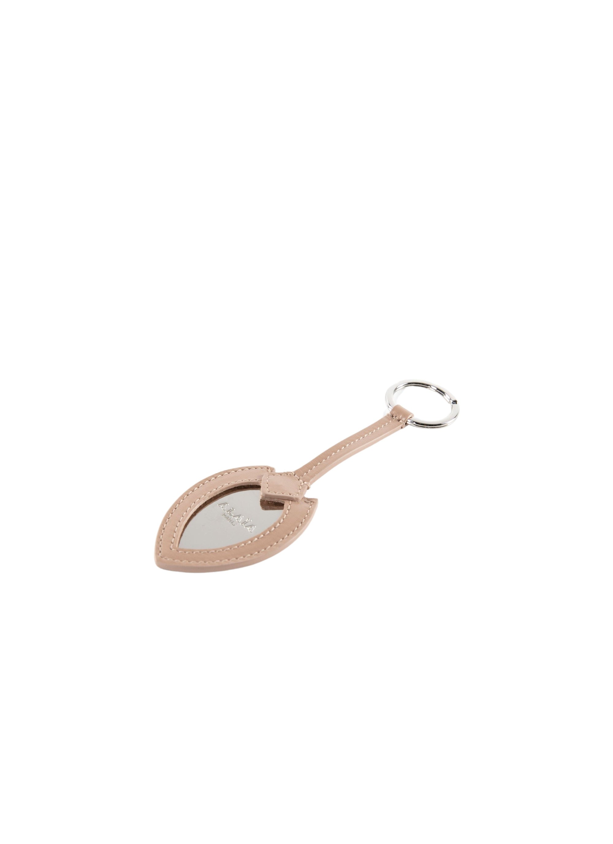 Openwork key ring with leather mirror - Sand