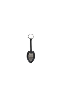 Openwork key ring with leather mirror - Black intense