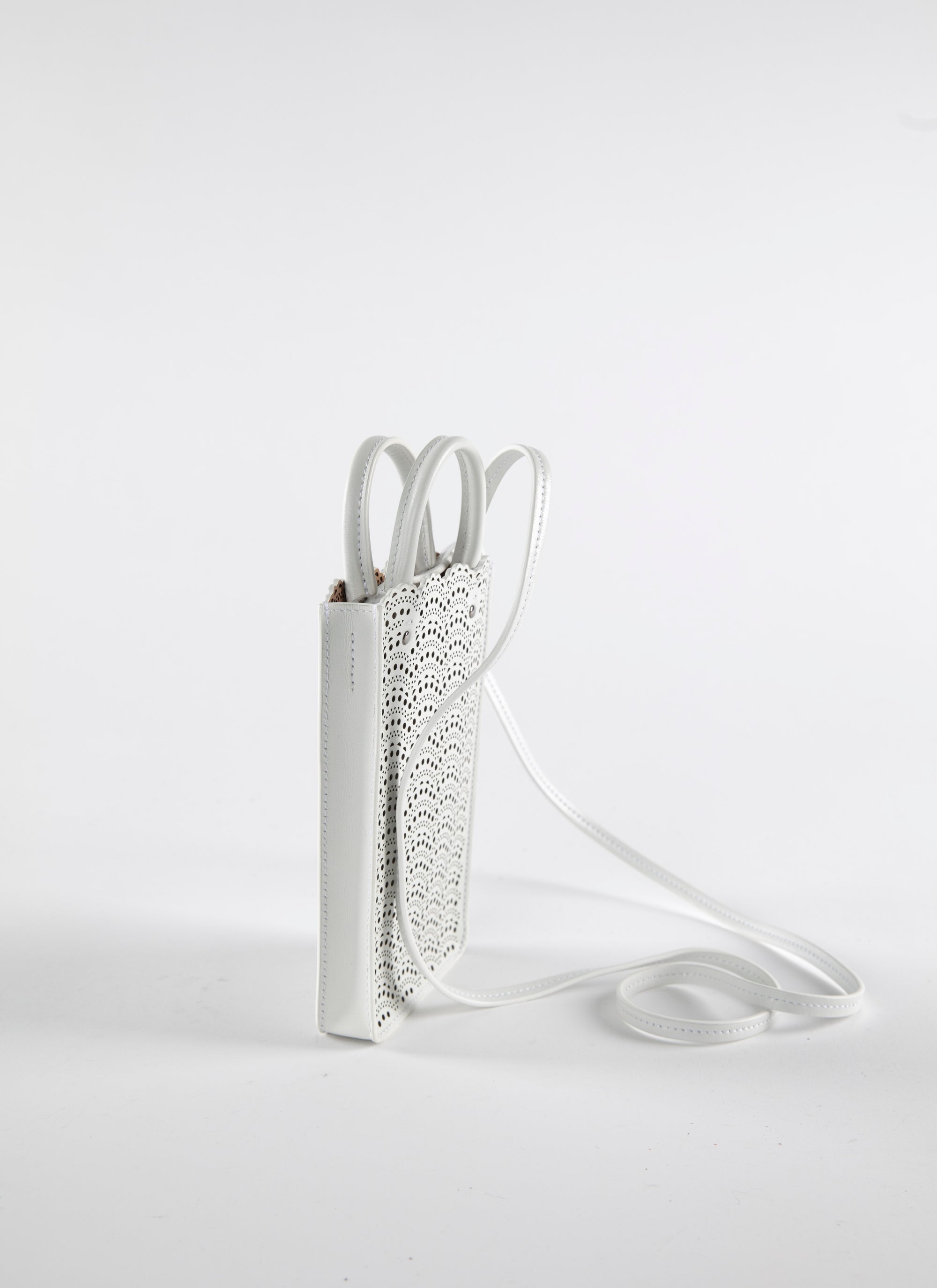 Garance phone holder in leather - Optic White