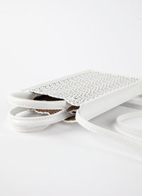 Garance phone holder in leather - Optic White