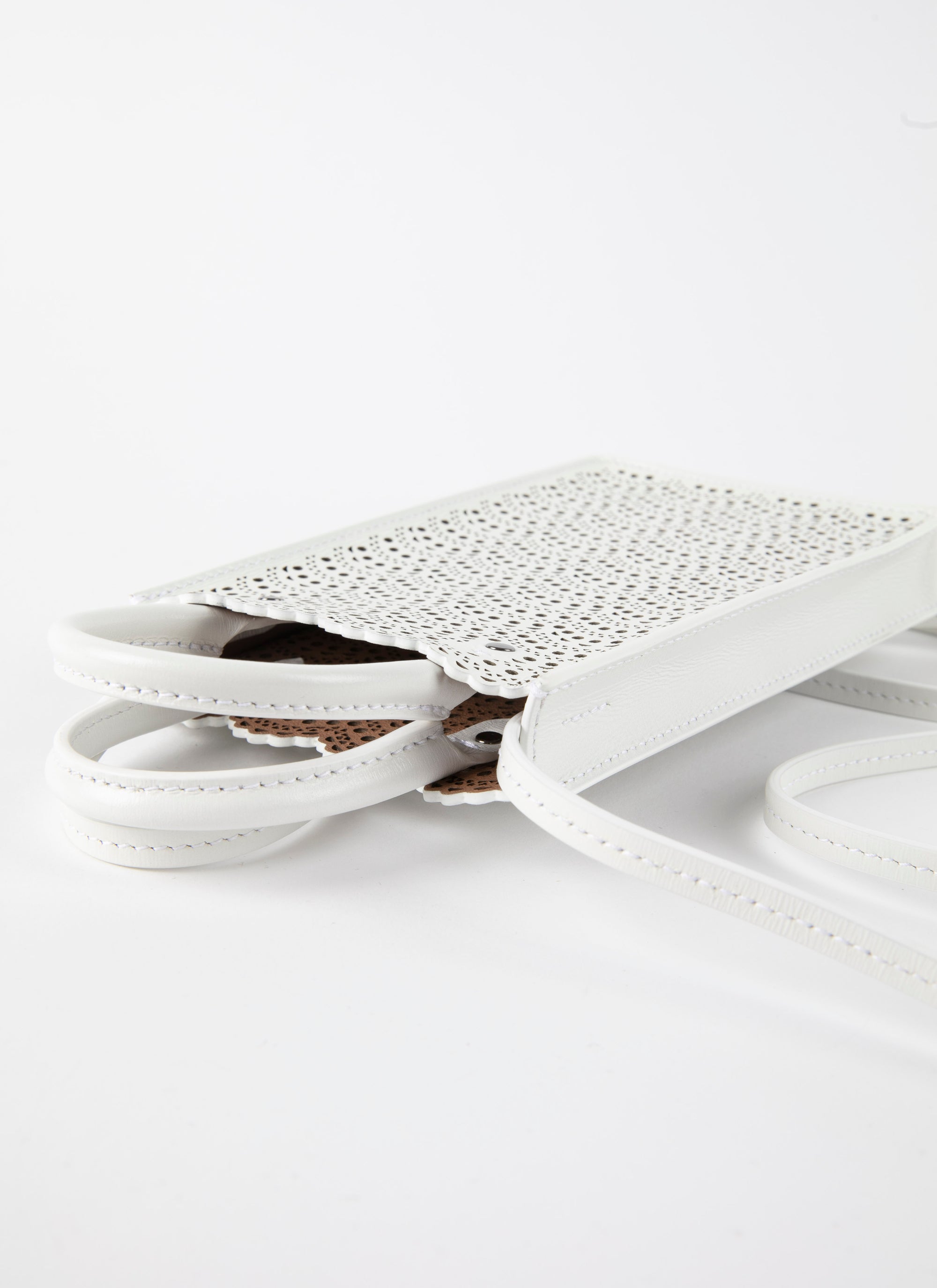 Garance phone holder in leather - Optic White