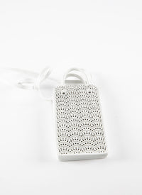 Garance phone holder in leather - Optic White