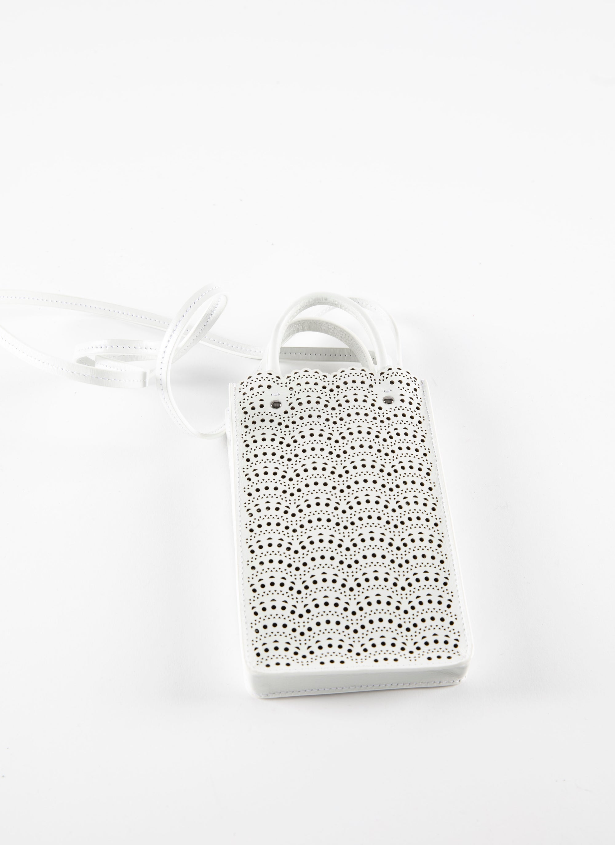Garance phone holder in leather - Optic White