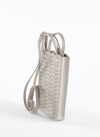Garance phone holder in leather - Pearl