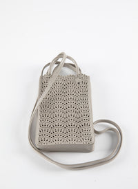 Garance phone holder in leather - Pearl