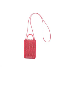 Garance phone holder in leather - Raspberry