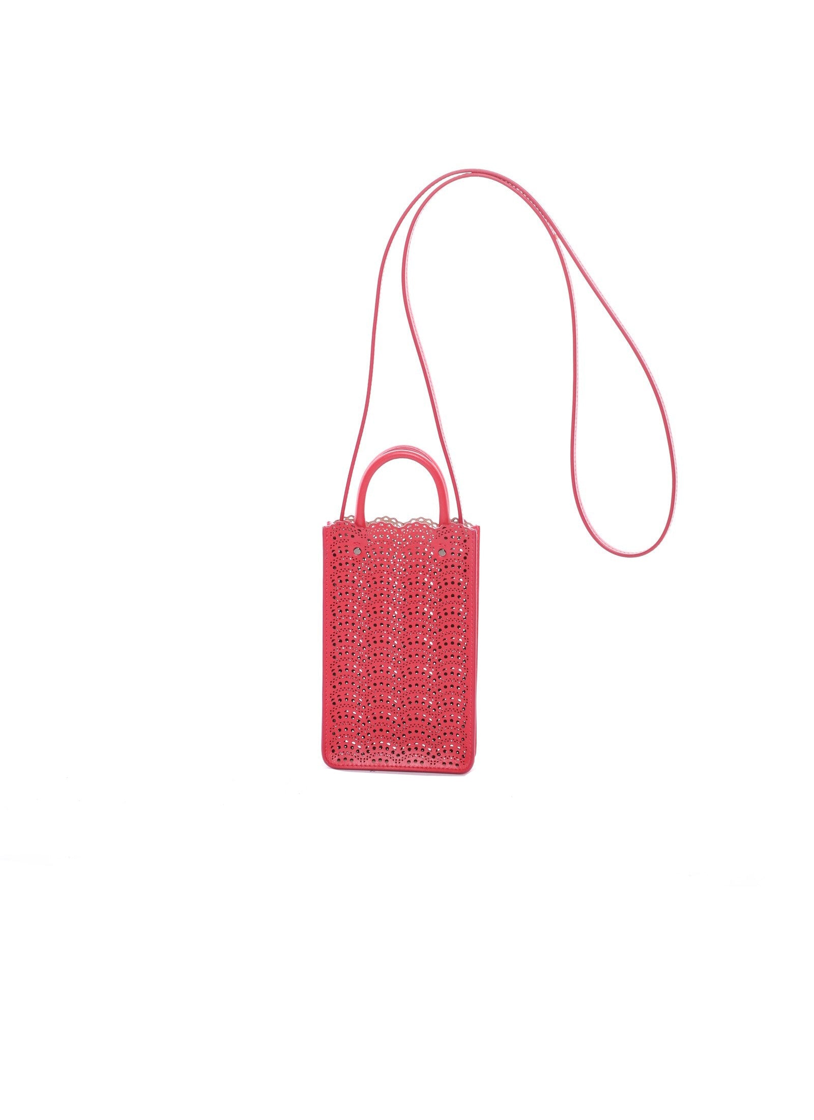 Garance phone holder in leather - Raspberry