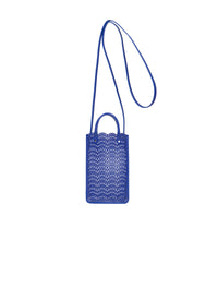 Garance phone holder in leather - Ultra Blue