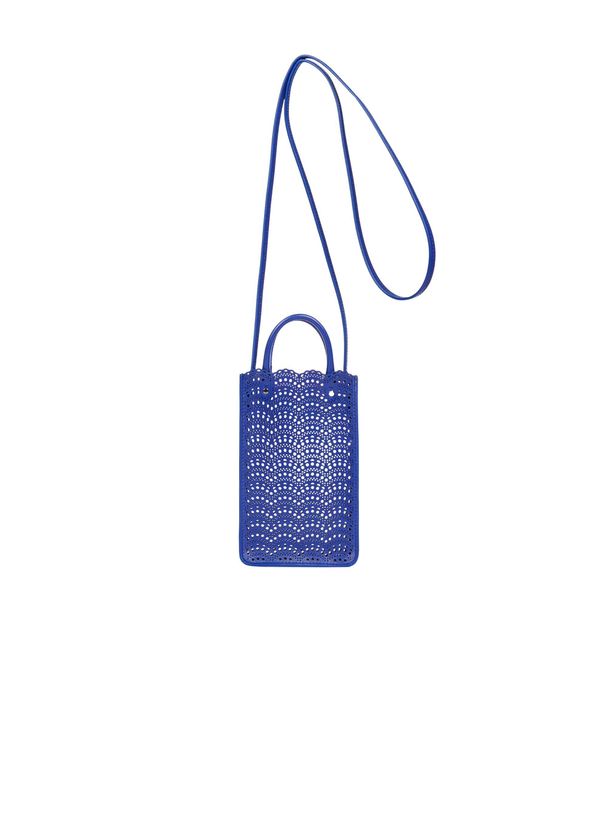 Garance phone holder in leather - Ultra Blue