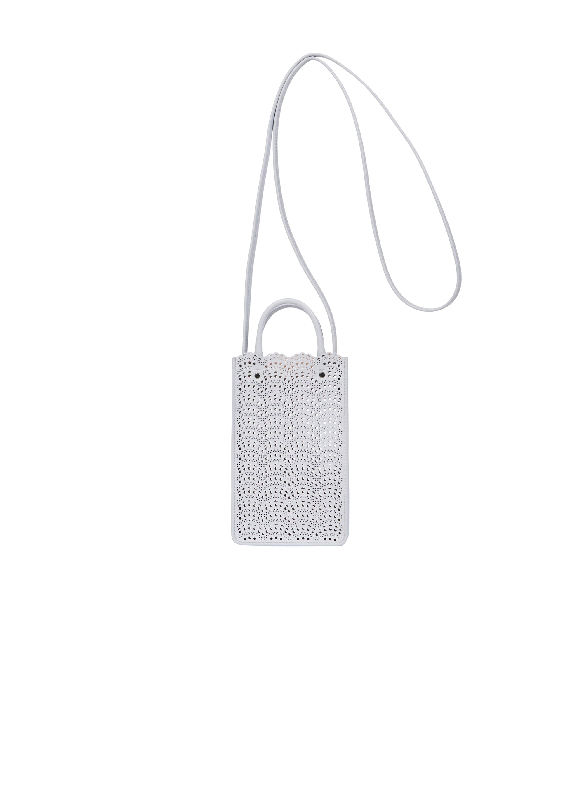 Garance phone holder in leather - Optic White