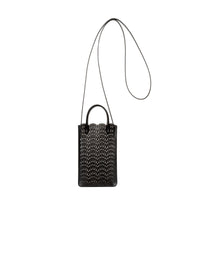 Garance phone holder in leather - Black intense