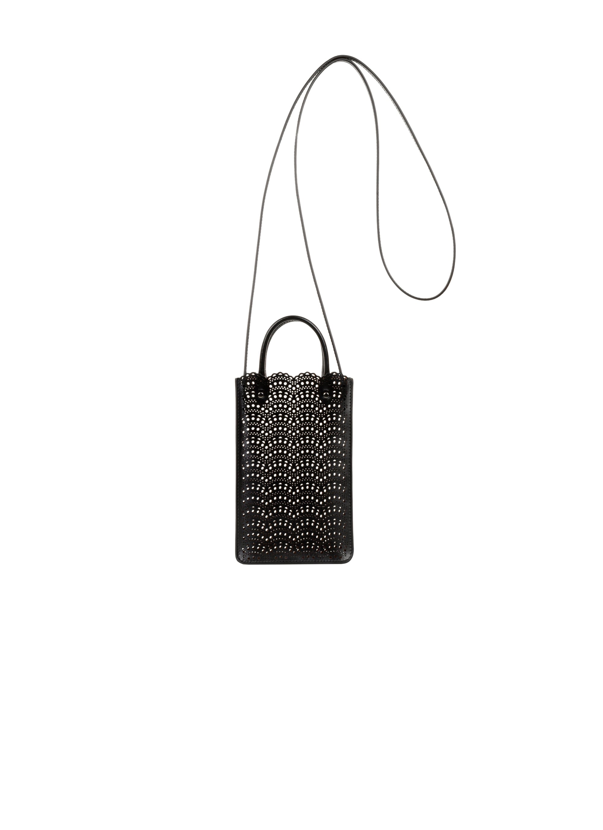 Garance phone holder in leather - Black intense