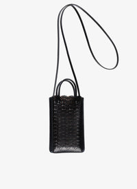 Garance phone holder in leather - Black intense