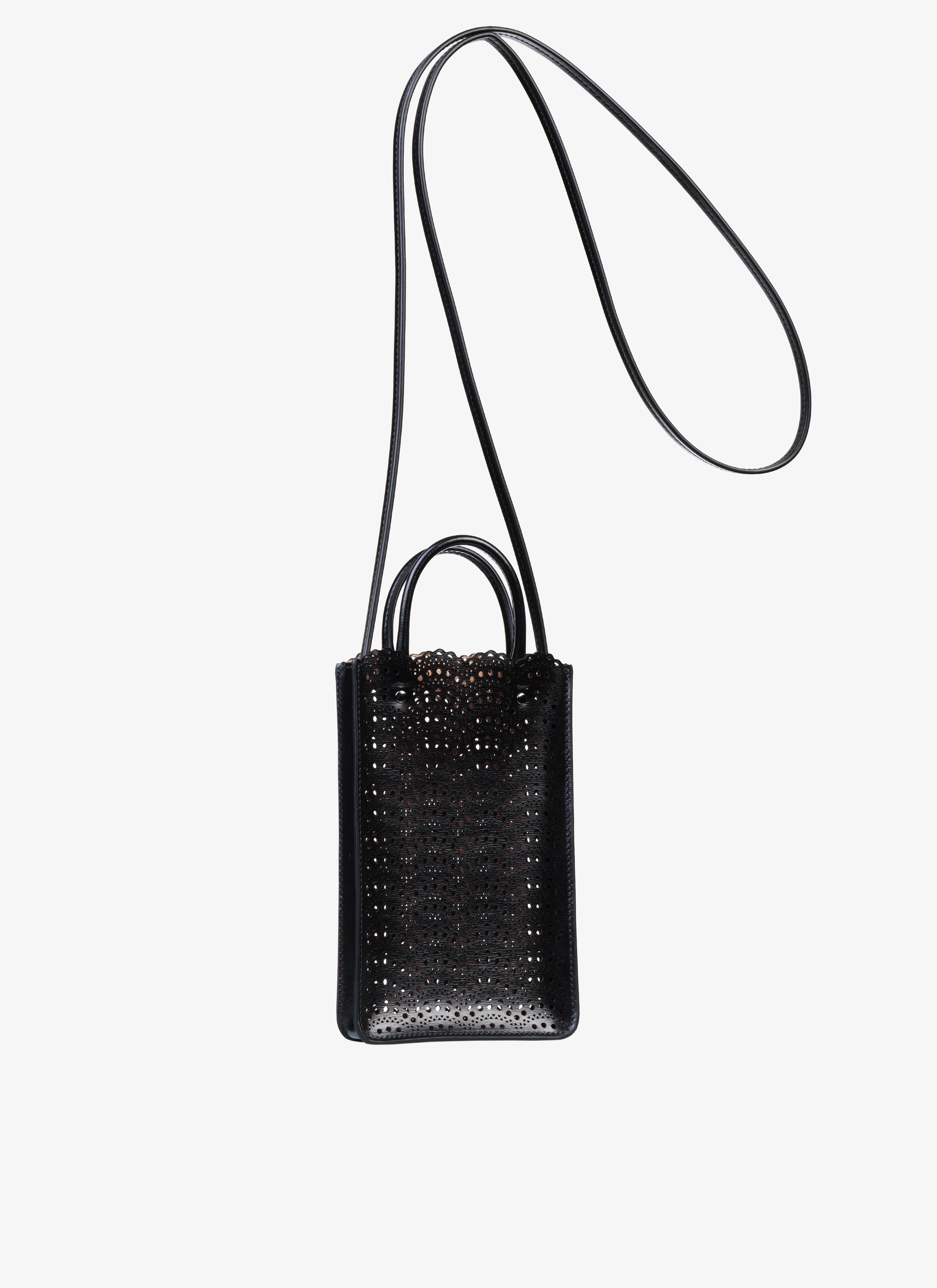 Garance phone holder in leather - Black intense