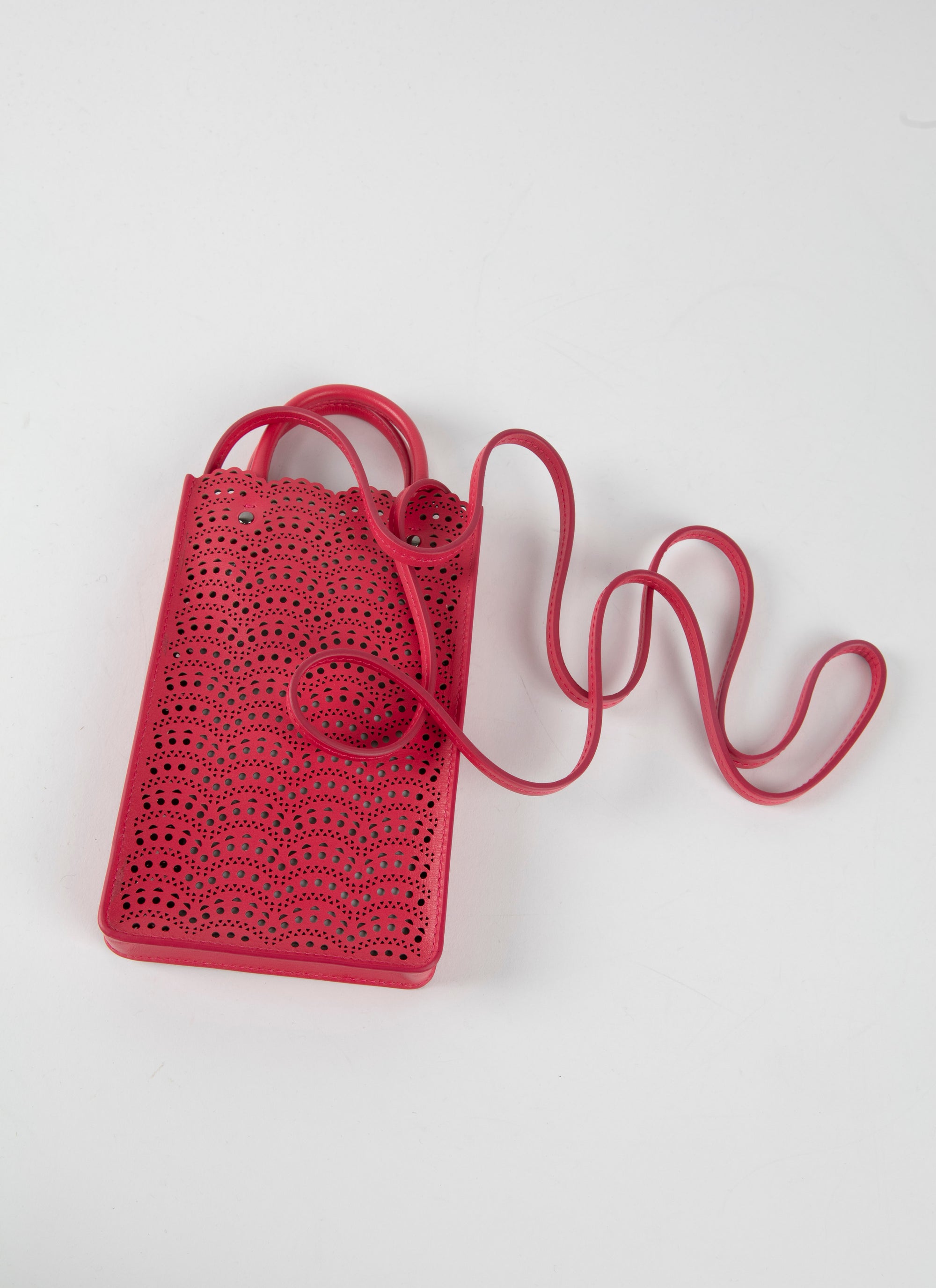 Garance phone holder in leather - Raspberry