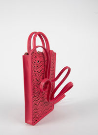 Garance phone holder in leather - Raspberry