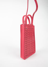 Garance phone holder in leather - Raspberry