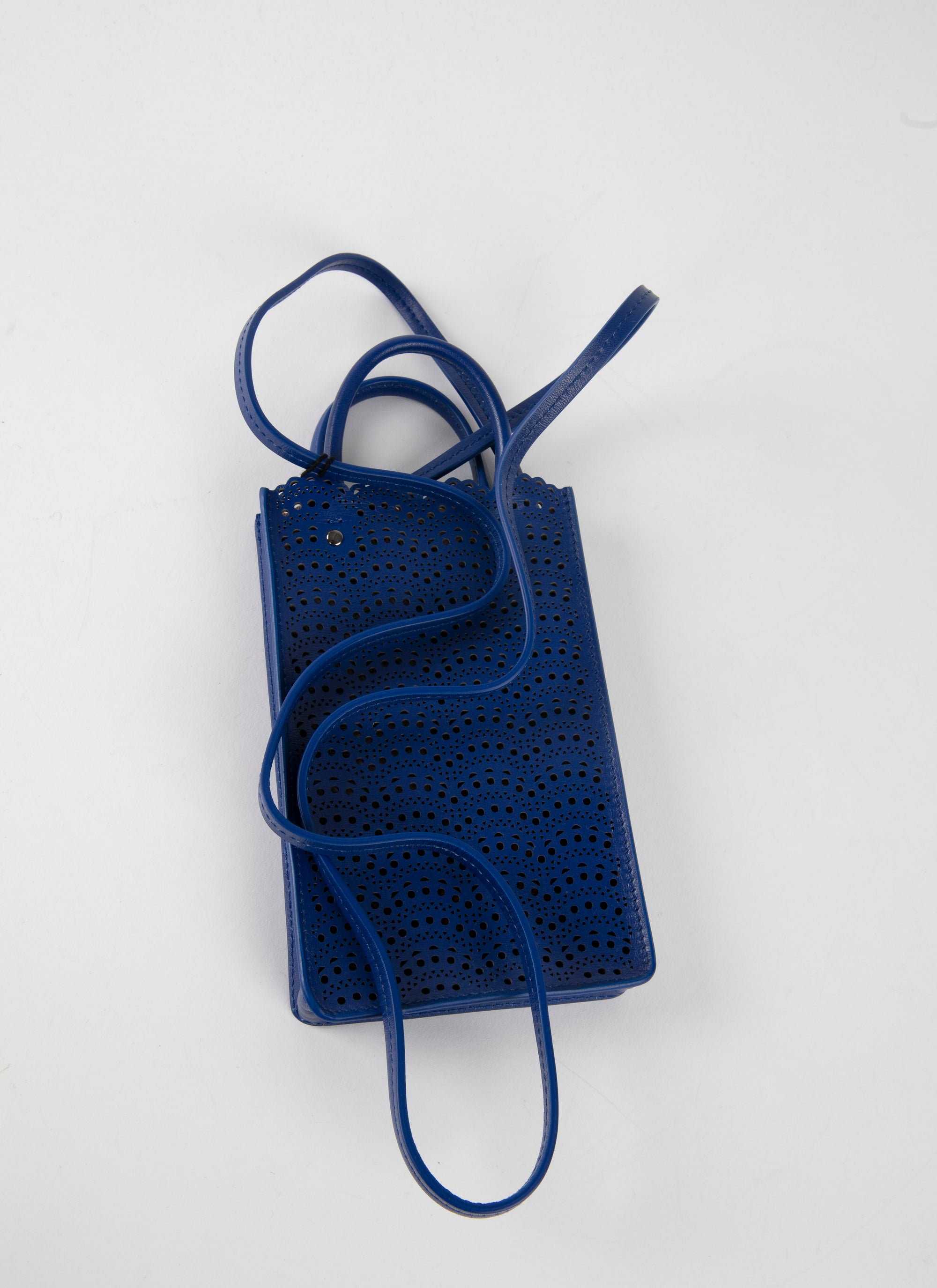 Garance phone holder in leather - Ultra Blue