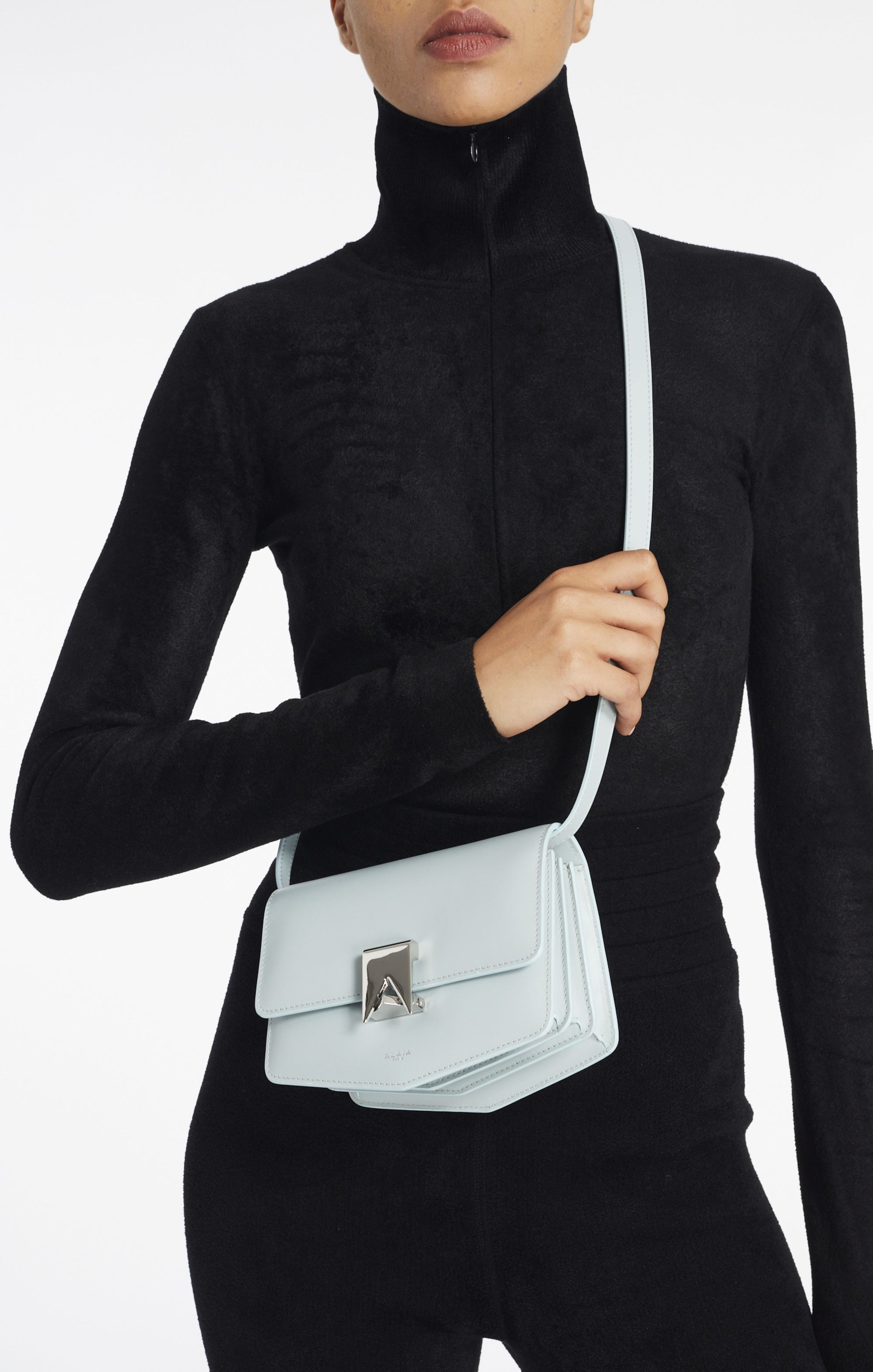 Le Papa Small Leather Bag - Grey Green