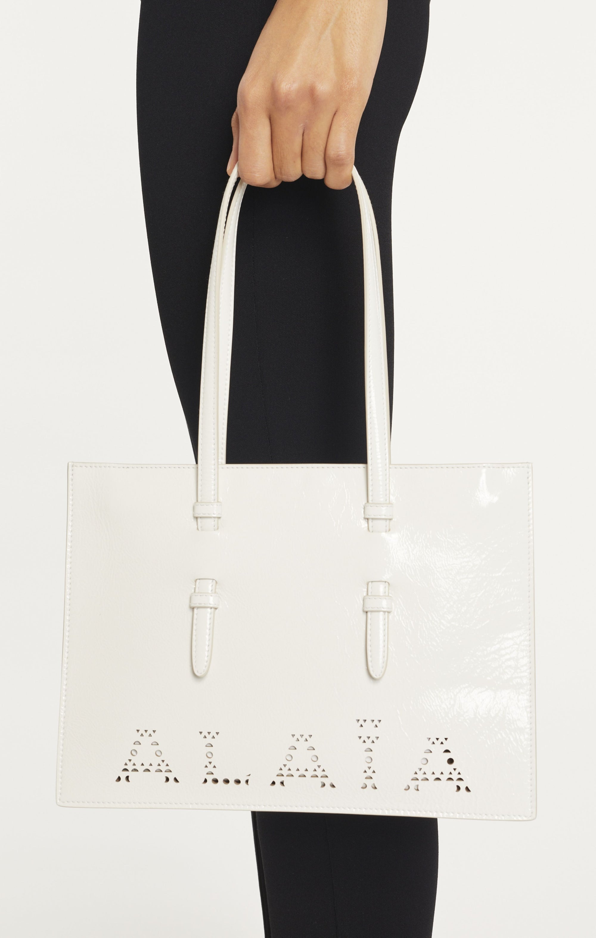 Mina Small Leather Shopping Bag - Optic White