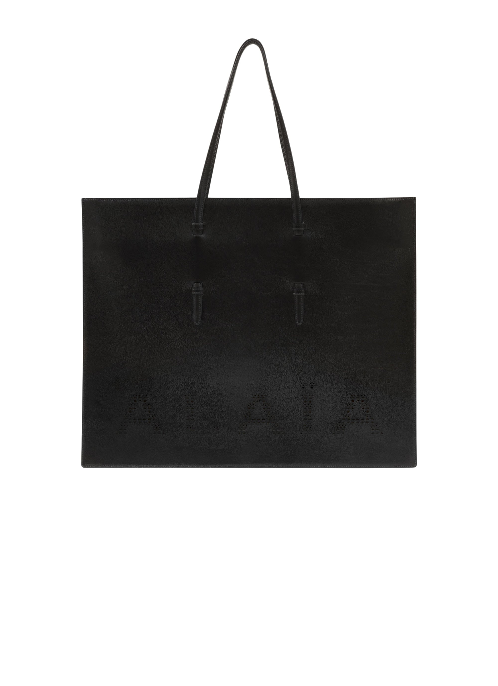 Grand sac cabas Mina en cuir - Noir