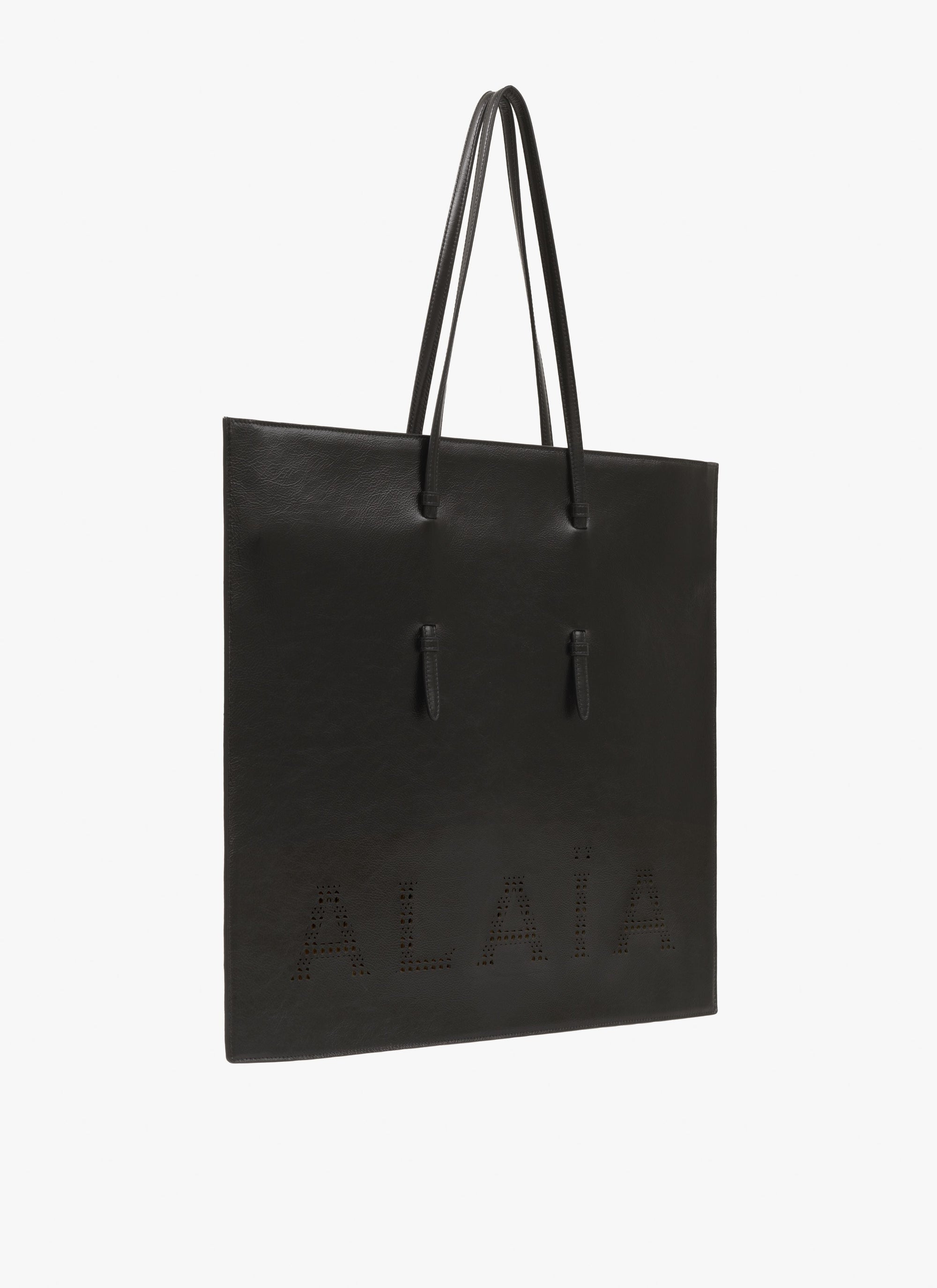 Grand sac cabas Mina en cuir - Noir