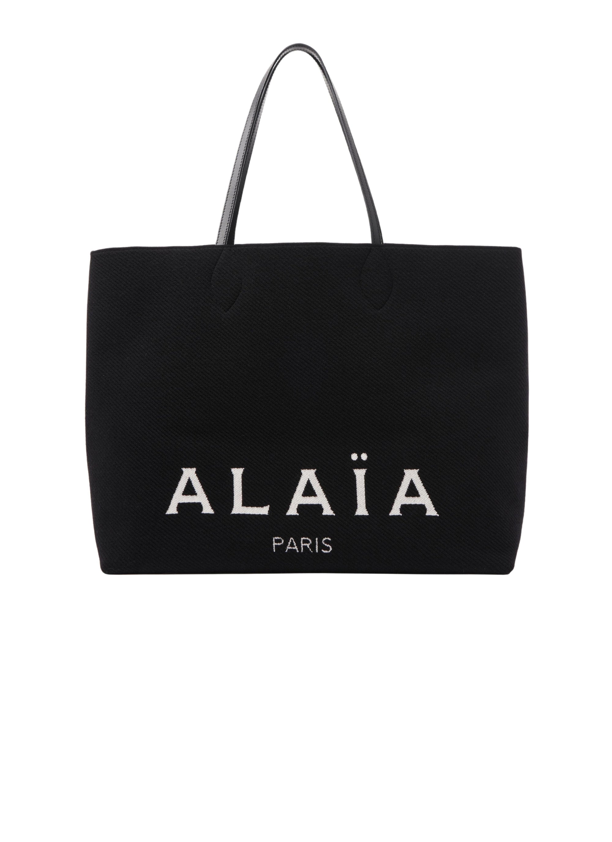 Wool blend tote bag - Black