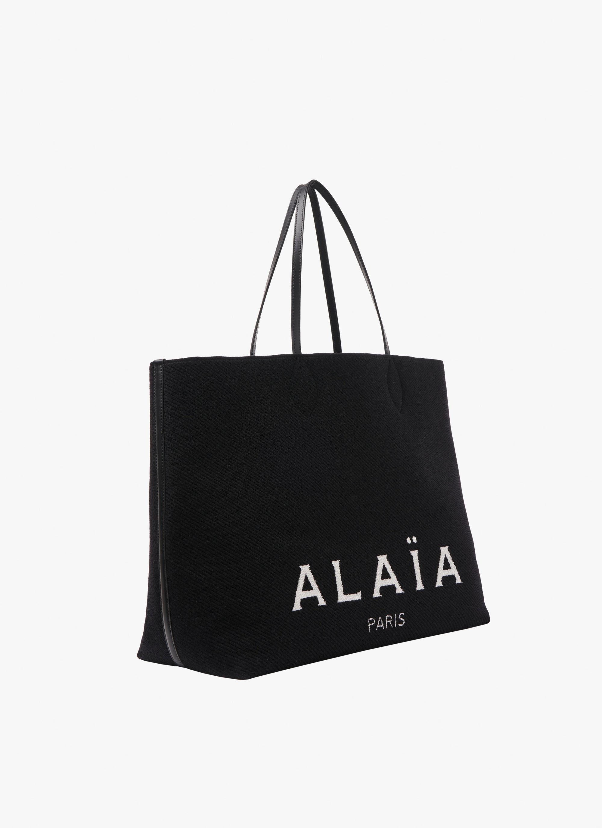 Wool blend tote bag - Black
