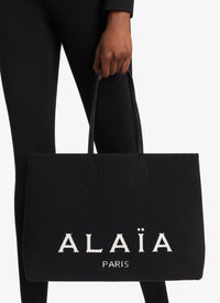 Wool blend tote bag - Black