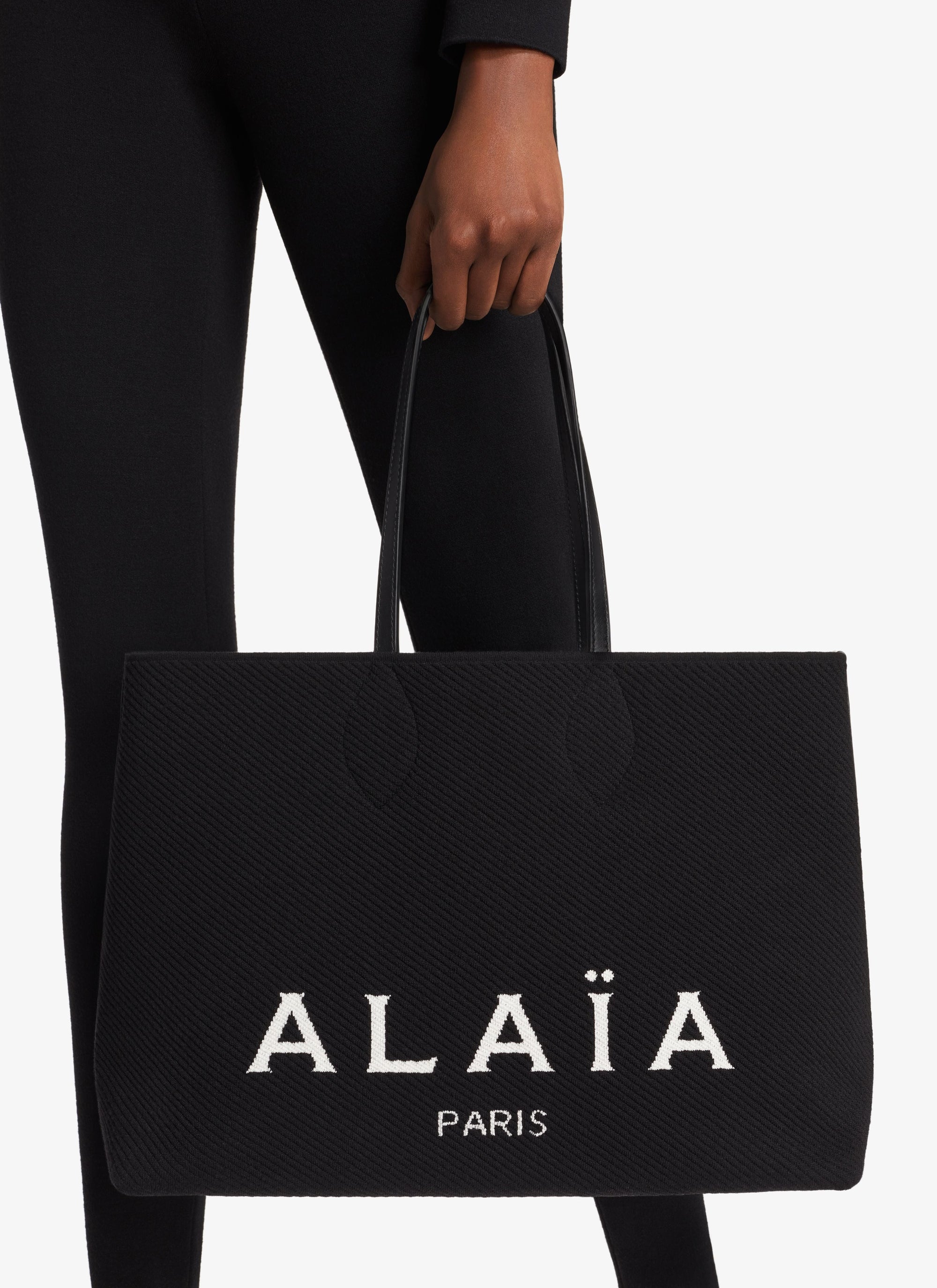 Wool blend tote bag - Black