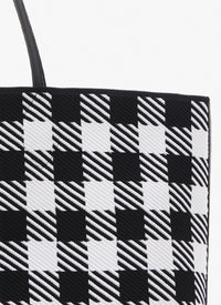 Large checked shopping bag - Black & White