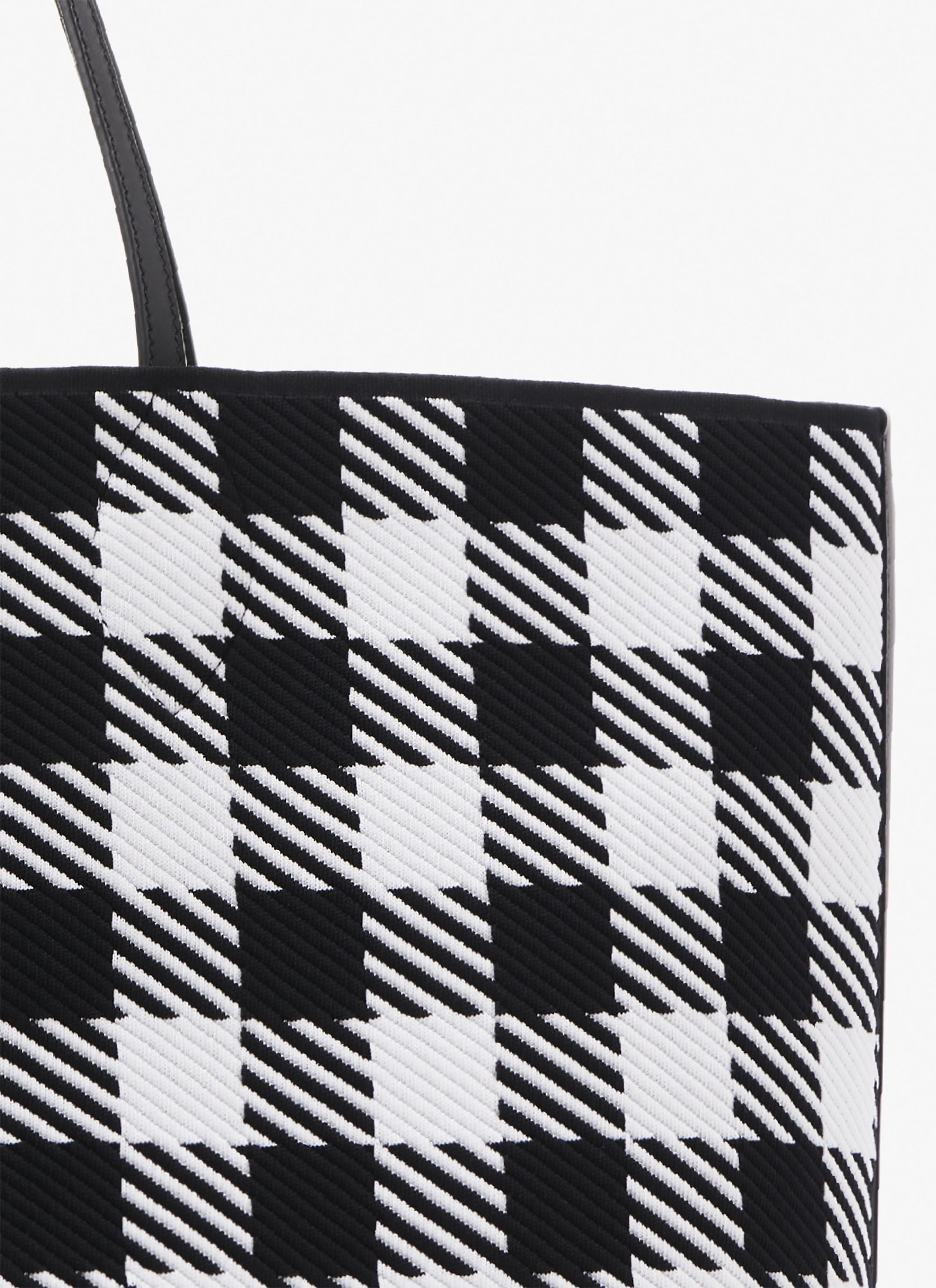Large checked shopping bag - Black & White