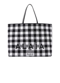 Large checked shopping bag - Black & White