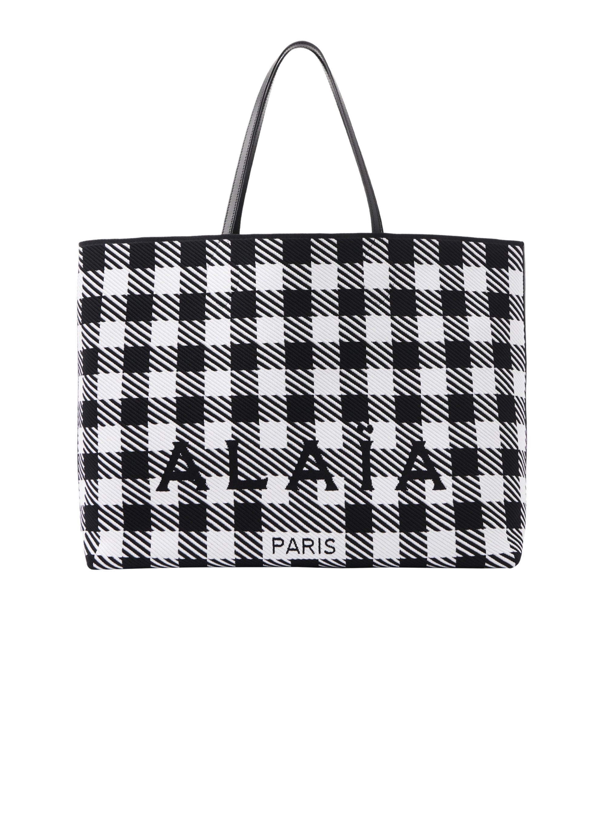 Large checked shopping bag - Black & White