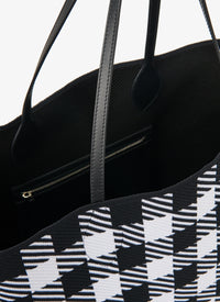 Large checked shopping bag - Black & White