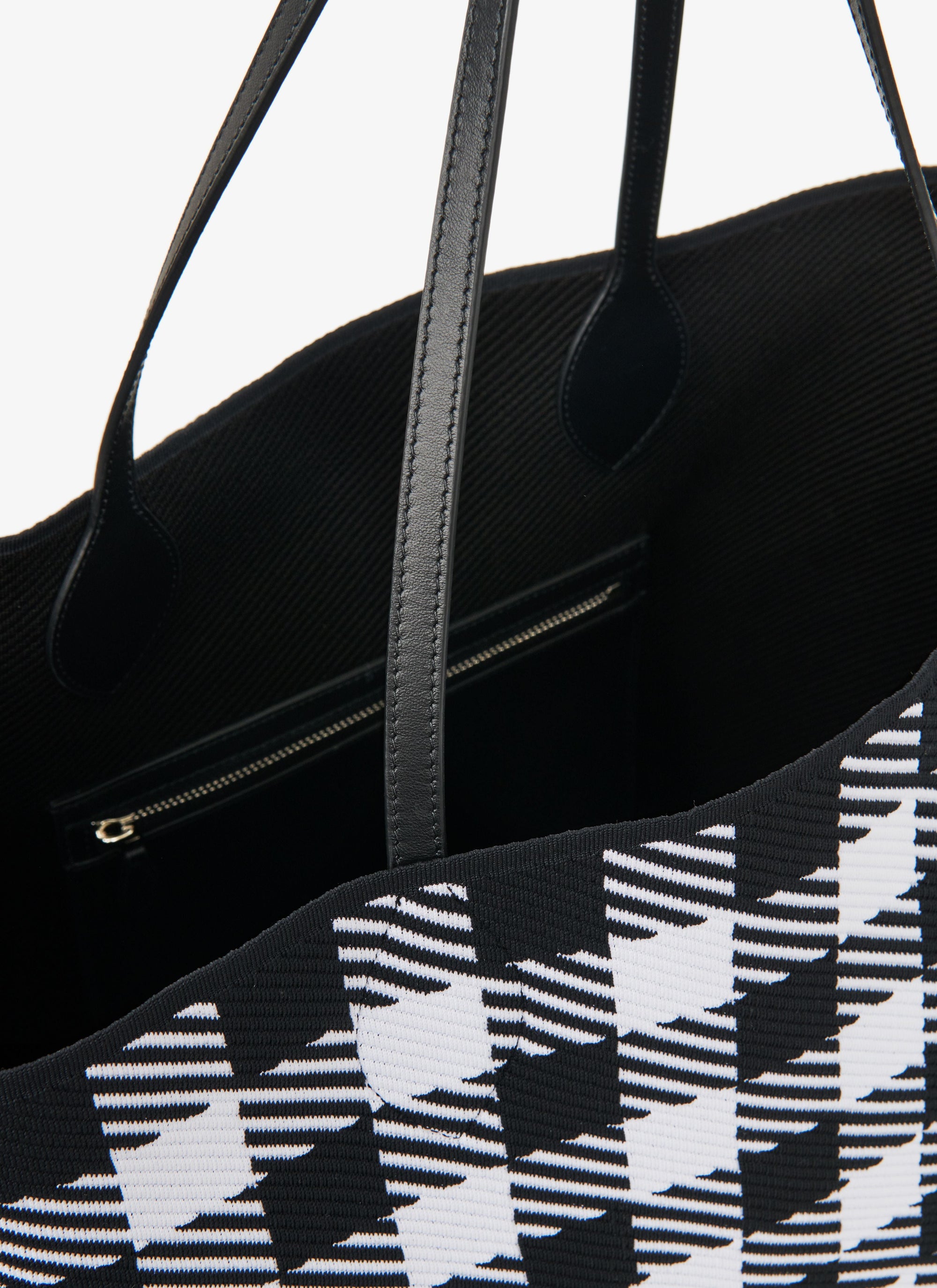 Large checked shopping bag - Black & White