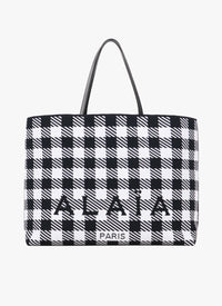 Large checked shopping bag - Black & White