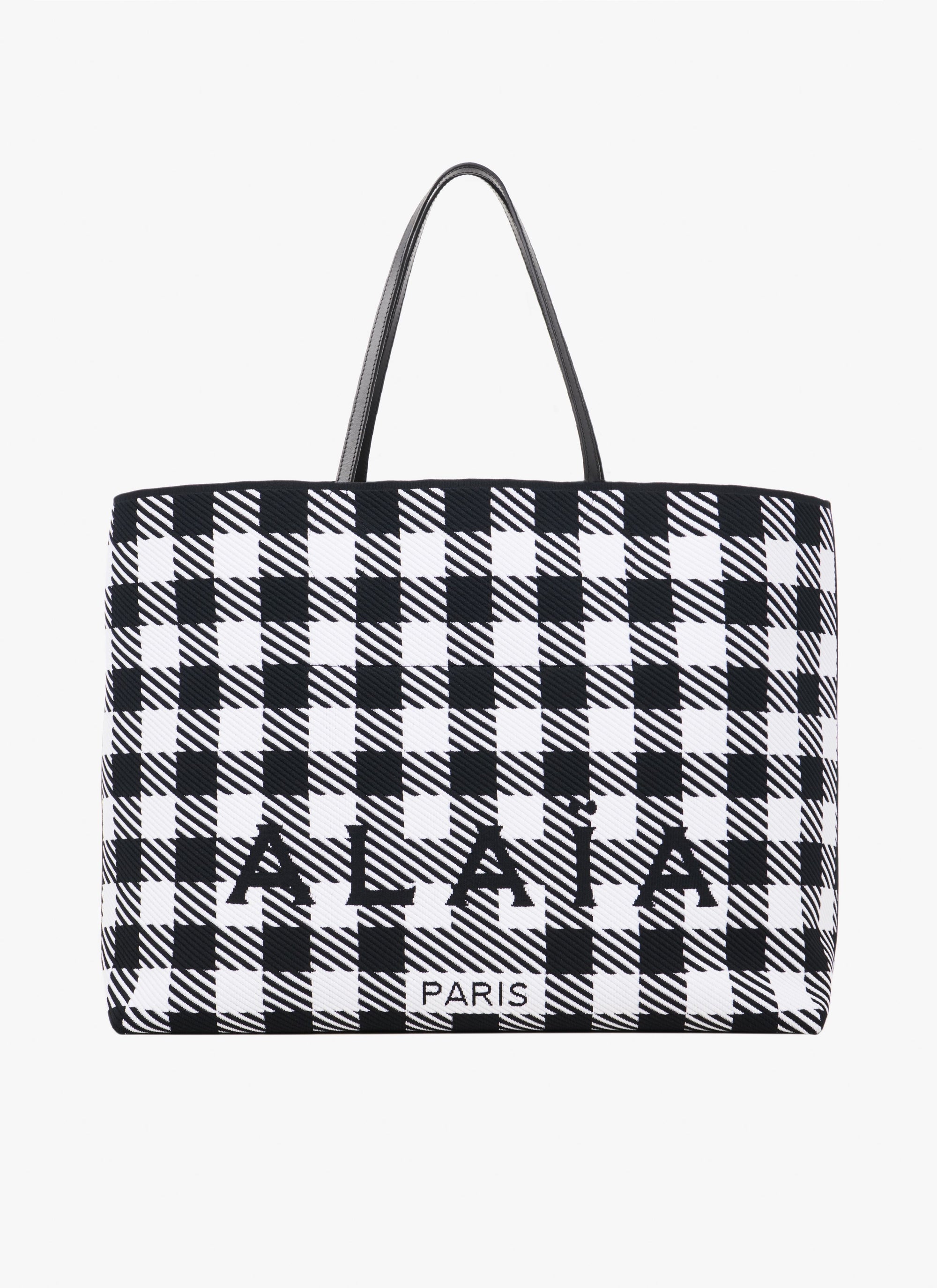 Large checked shopping bag - Black & White
