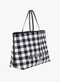 Large checked shopping bag - Black & White