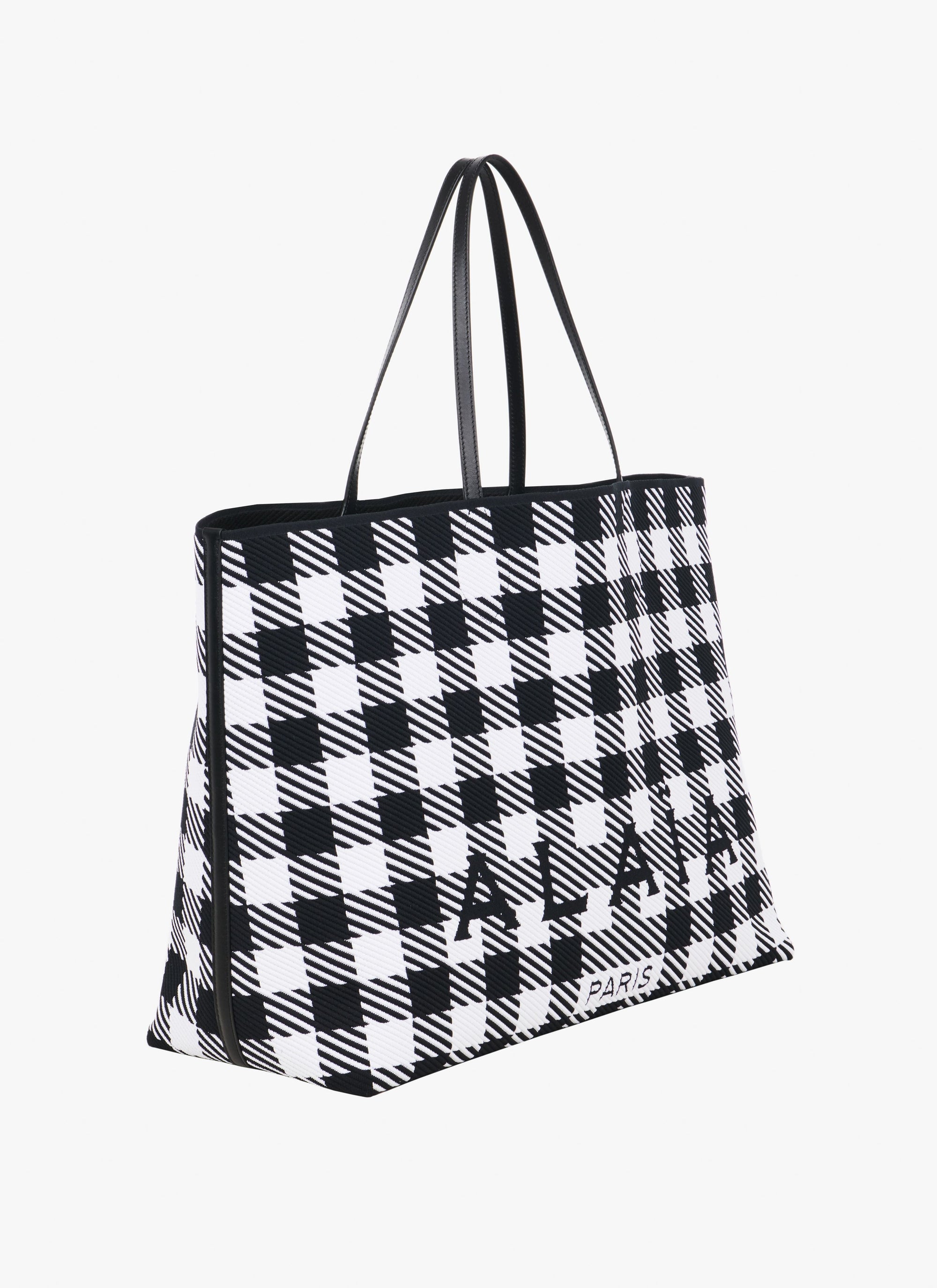 Large checked shopping bag - Black & White