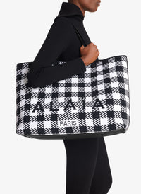 Large checked shopping bag - Black & White