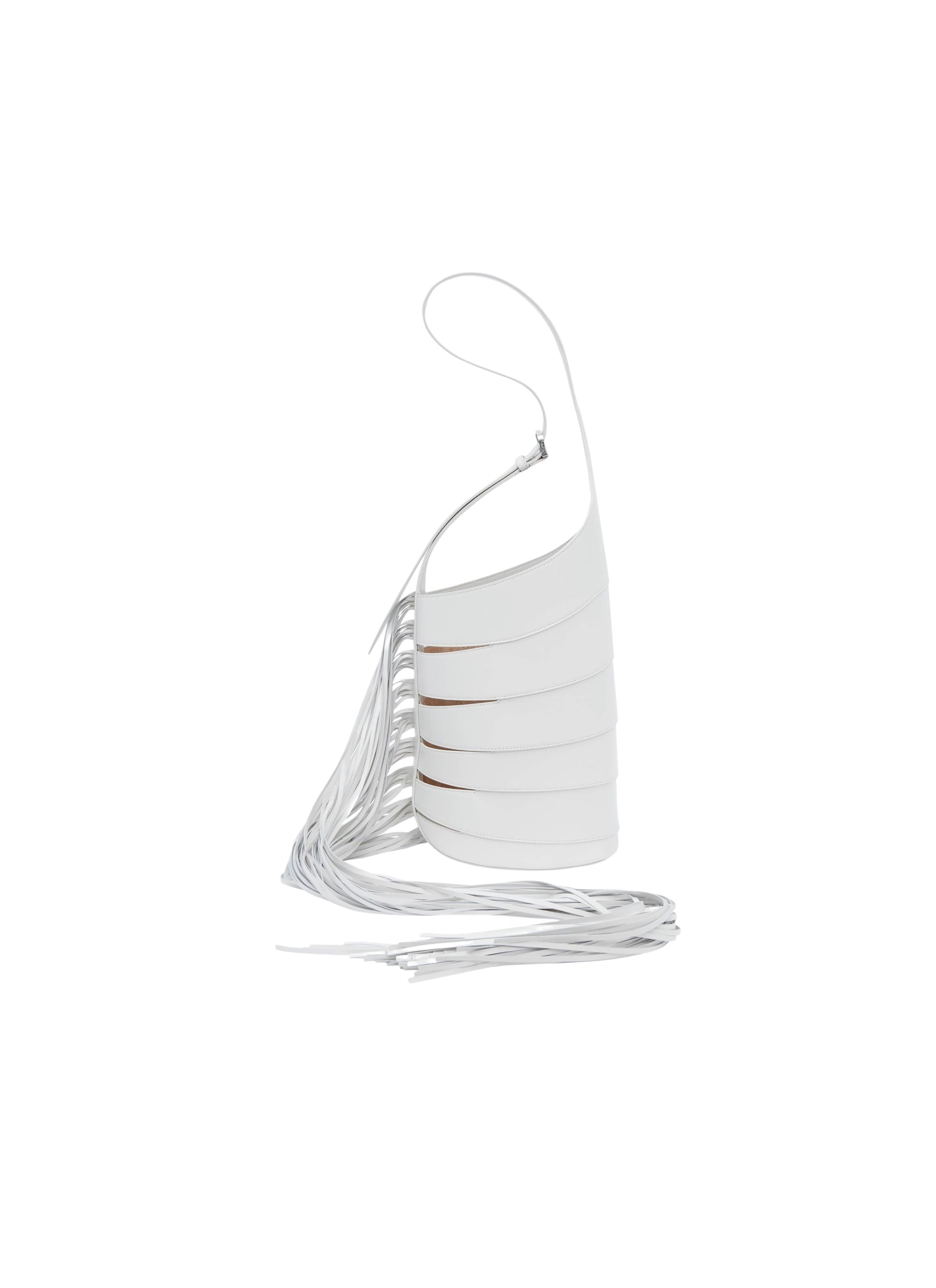 Babel M bag with fringes in shiny leather - Ivory