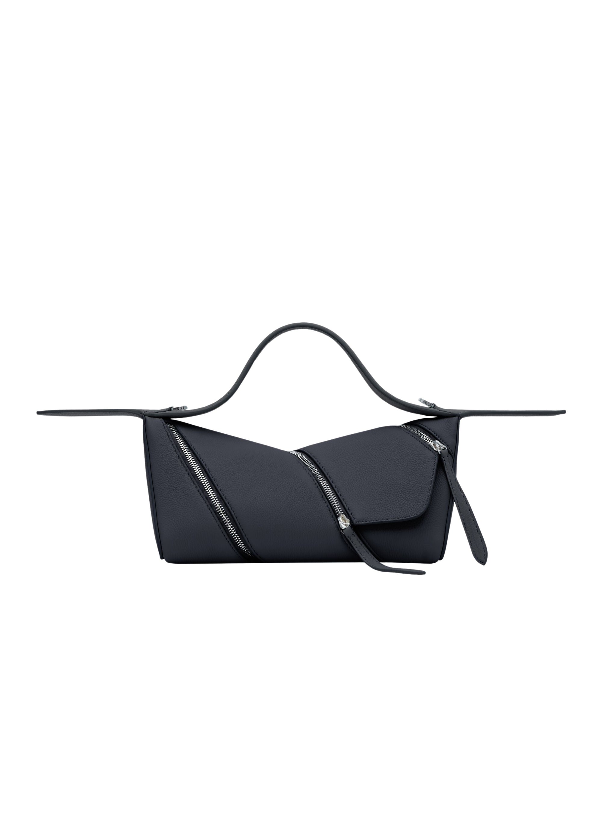 Le Zip bag in grained leather - Black