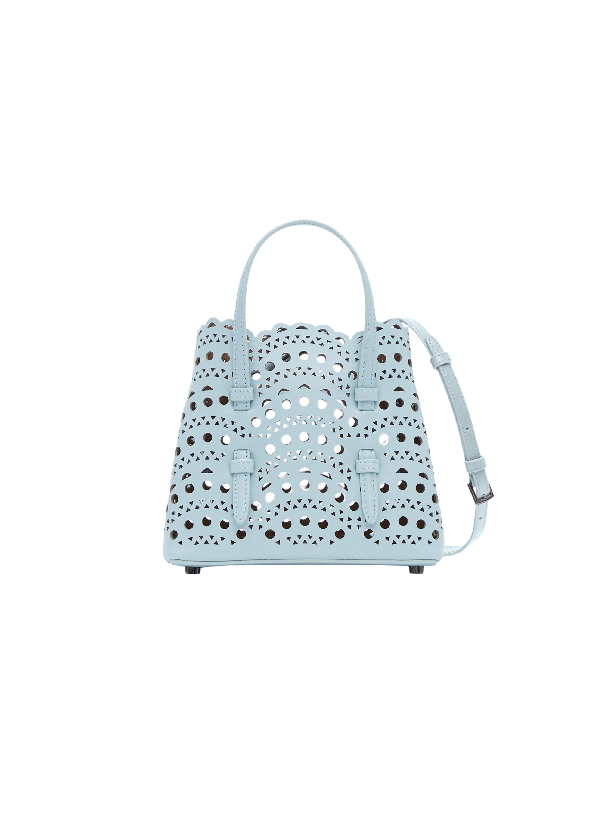 Bag Mina 16 in leather - Grey Green
