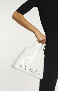 Mina 25 Perforated Leather Bag - Optic White